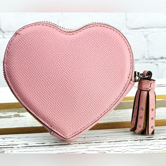 Coach Studded Pink Heart Coin Purse - Picture 2 of 5